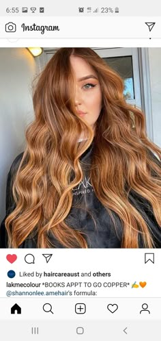 Light Auburn Balayage Blondes, Copper Brown To Blonde Balayage, Russet Blonde Hair, Auburn Honey Balayage, Honey Ginger Balayage, Strawberry Blonde Bayalage On Brown Hair, Mid Length Curly Red Hair, Balayage On Natural Red Hair, Natural Auburn Hair With Balayage