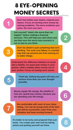 an info sheet with the words 8 eye - opening money secrets