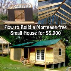 small house for $ 5, 900 with pictures of the roof and porch being built