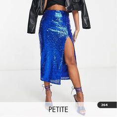 This Is Brand New With Tags! I Was Going To Wear It For The Taylor Swift Concert But Changed My Mind. This Is Stunning! Color Is Cobalt Blue. Sequin Skirt Outfit, Black Sequin Skirt, Style Bleu, Skirt Co Ord, Maxi Dress Trend, Linen Dresses, Skirted Swimwear, Women Skirts Midi, Black Sequins