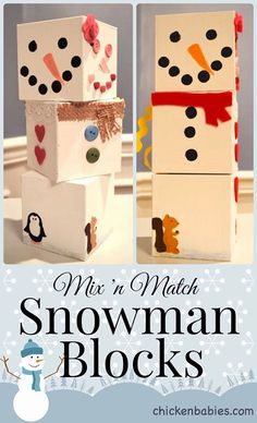 two snowman blocks made out of cardboard boxes