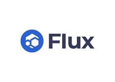 the logo for flux is shown on a white background with blue and gray letters