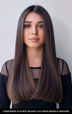 Middle Length Hair, One Length Haircuts, One Length Hair, Middle Hair, Middle Part Hairstyles, Straight Hair Cuts, Haircuts Straight Hair, Penteado Cabelo Curto, Front Lace Wigs Human Hair