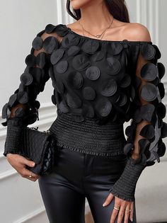 Elegant Tops And Blouses, Tops Transparentes, Applique Blouse, Tulle Blouse, Classy Blouses, Patch Top, Body Con Dress Outfit, Elegant Tops, Australia Fashion