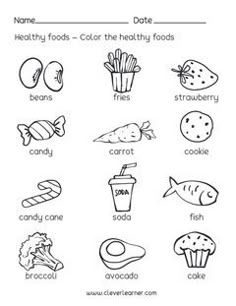 food worksheet for kids