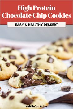 Check out these gooey high protein chocolate chip cookies! Soft, chewy and easy to make, these healthy desserts are made with vanilla protein powder, all purpose flower, eggs and chocolate chips. Find these protein chocolate chip cookies and more easy desserts on the blog. Recipes With Vanilla Protein Powder