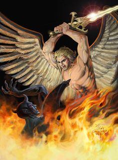 Lake Of Fire, Types Of Angels, Revelation 20, Dragon Artwork Fantasy, Angel Warrior, San Michele, Book Of Revelation