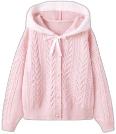 Hooded Cardigan, Large Buttons, Women's Boutique, Ladies Boutique, Baby Pink, Cable Knit, Cardigans, Cable, Trim