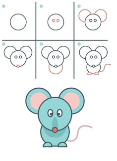 a cartoon mouse with different shapes and colors