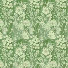 a green and white floral pattern on fabric