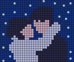 a cross stitch pattern of a couple hugging each other