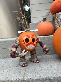 an image of a pumpkin that is on the steps