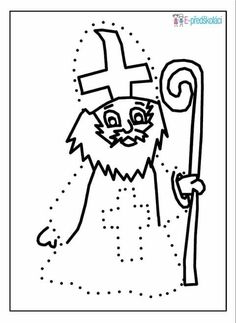 a cat with a cross on it's head and holding a stick in its hand