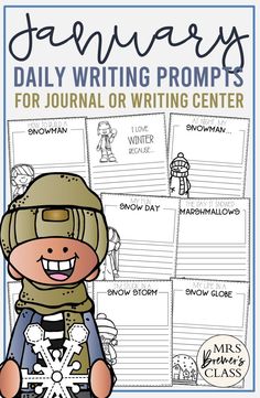 a snowman writing project with the text january daily writing prompts for journal or writing center