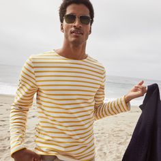 Striped shirts are most versatile. Wear them under a blazer for a day in the office or comfy sweater any day of the year. #DiscoverSaintJames #saintjames #saintjamesusa #savoirfaire #fabricationfrancaise #navystyle #pullmarin #craftsmanship #sailing #sailorsweater #knitwear #sailorstyle #madeinfrance #heritagebrand #frenchfashion #frenchclothing #unisexfashion #frenchoutfit #frenchculture #bretonstripes #sailorstripes #rainbowshirt #mariniere Striped Shirts, Sailor Fashion, Comfy Sweater, French Culture, Rainbow Shirt, Saint James