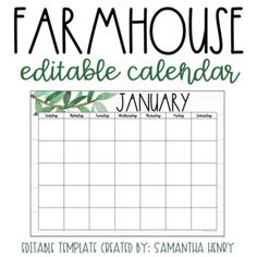 This Farmhouse themed Classroom Calendar is editable! Just add your info in PowerPoint and save your new copy as a PDF.Print it off and pass it out to your students each month or upload to your class website. It makes for a beautiful printable for display right outside your classroom door to remind parents & students daily of whats coming up!Monthly Editable Templates for Jan-Dec included. Just type your date/text right on the template! You can use this template for any year! A PDF is also i Class Website, Preschool Calendar, Class Newsletter, Chalkboard Calendar, Editable Calendar, Classroom Calendar, Parent Teacher Conferences, Free Calendar, Themed Classroom