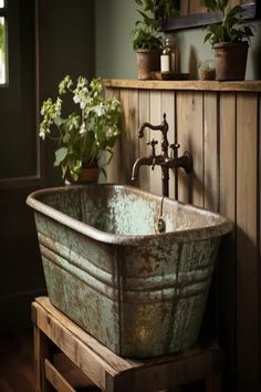 Galvanized bucket sink in a rustic style bathroom. Cabin Bathroom Ideas Rustic, Rustic Bathroom Sink Ideas, Barn Bathroom Ideas, Small Rustic Bathroom Ideas, Rustic Bathroom Sink, Diy Bathroom Sink, Small Rustic Bathroom