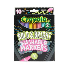 crayola bold and bright washable markers, 10 count each pack in assorted colors