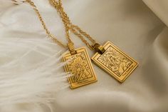 Custom Tarot Card Necklaces, 18K Gold Dainty Necklaces, The Lovers Necklaces, Personalized Tarot Card Necklaces, Trendy Christmas Gift Ideas Hi Love, welcome to our store💕 You can find the most unique and charming jewelry for you and your loved ones in our store🥰 🖤PRODUCT MATERIALS: ♠️Handmade - USA ♠️High Quality Material ♠️Stainless Steel ♠️Hypoallergenic ♠️The stainless steel will not change color and can be worn in water. ♠️Water Proof ♠️%100 Lead & Nickel FREE 🖤CHAIN MATERIALS: ♠️Dainty Chain: 18K Gold Stainless Steel - 1.5mm 🖤CHAIN LENGTH: All chain descriptions have been given at "chain materials" and every chain comes with a 2" inch extender. If the chain type and length options are not in the listing above, please contact us, we will try our best to accommodate that request. Necklaces Personalized, Trendy Christmas Gifts, Necklaces Trendy, Custom Necklaces, Dainty Necklaces, Lovers Necklace, Dainty Gold Necklace, Dainty Chain, Water Water