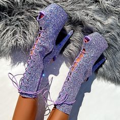 Dropping our Newest Style: OHOT (Open Heel Open Toe)! 🎶 “When that money falls, It look like confetti” 🎵 Took the Glitteratis and Made Them Xtra for the Baddest & Sparkliest in the Game 💸 😎 Shades in tha club allowed, blinding purple, silvery white, and blue hues hit different when the lights hit. Perfect for club use, photoshoots and just feelin' fancy. They do not grip. ✨ Chunky Glitter Finish - mid level durability, minimal glitter shedding💕 Pointe-Friendly Platforms🔥 Designed by Dancer Thigh High Heels, Hit Different, The Baddest, Limited Edition Shoes, Heels Stilettos, Dancing Shoes, Thigh Boot, Open Toed Heels, Drag Queens