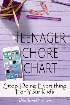 an iphone and pencils on top of a table with the text teenagers'choice chart