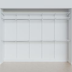 empty white shelving unit in an empty room