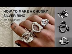 how to make a chunky silver ring | using silver scraps | for beginners - YouTube Jewelry Soldering, Chunky Silver Rings, Silver Rings Simple, Ring Tutorial, Soldering Jewelry, Wire Jewelry Designs, Handmade Jewelry Tutorials, Silver Jewelry Design, Chunky Rings