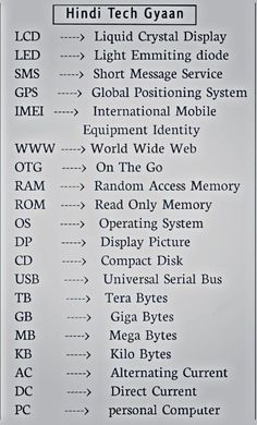 a sign with the names and symbols for different types of electronic devices, including an image of