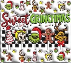 an image of christmas stickers on a sheet with the words sweet grinmass