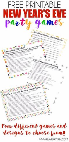 the new year's eve party games and free printables for kids to play