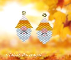 two pixelated faces are shown in front of an autumn background