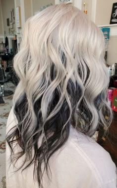 Icy Blonde With Black Peekaboos, Platinum And Black Hair Short, Icy Blonde With Black Underneath, Platinum Blonde Hair With Dark Under, Black Platinum Hair, White Hair With Black Underneath, Platinum Blonde Hair With Black Under, Blonde Hair With Peekaboos