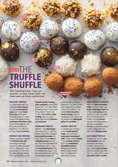 an article about the truffle shuffle is featured in this magazine, and features different types of desserts