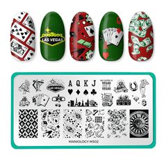 Feeling lucky? There's no need to gamble on cute nails. Our Viva Las Vegas plate brings luck to your fingertips, featuring Vegas-themed full nail, landscape, and accent designs. Go all in with poker hands, slot machines, playing cards, dice, roulette wheels, blazing 7s, and more. With this plate, we're sure you'll hit the jackpot!﻿• GO ALL IN : Bet on this plate and create fascinating nails with Las Vegas themed plate.﻿﻿• ENDLESS CREATIVITY: The nail art possibilities are endless with just one n Las Vegas Nails, Vegas Nails, Poker Hands, Cow Nails, Roulette Wheel, Feeling Lucky, Slot Machines, Nail Stamping Plates, Vegas Trip