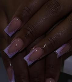 Simplistic Acrylic Nail Designs, Pink And Purple Short Nails Designs, 2 Color Acrylic Nails, Nails Inspiration Lavender, Short Square Acrylic Nails Lavender, Unique Summer Nails 2024, Pink N Purple Nails, Gel X Nail Ideas Square, Acyrilics Nails Square