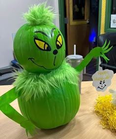 Paint Pumkins Ideas Cute, Pumpkin Decor Contest, Creative Pumpkin Designs, Pumpkin Painting Ideas Inside Out, Punkin Contest Ideas, Military Pumpkin Ideas, Monster Painted Pumpkins, Grinch Pumpkin Painting Ideas, 2024 Pumpkin Painting