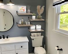 a white toilet sitting next to a bathroom sink