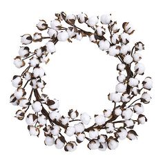 a wreath made out of cotton on a white background