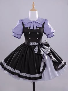 Embrace the kawaii aesthetic and sweet Lolita fashion with this intricately designed dress full set, perfect for cosplay events, conventions, and themed parties.  This price is for a dress, a shirt, an eye patch, a bowknot at the waist, a pair of stockings, and a bandage on the arm.  Shirt   	 		 			Size 			S 			M 			L 		 		 			Shoulders 			37 			38.5 			40 		 		 			Sleeve Length 			22 			23 			24 		 		 			Bust 			88 			92 			96 		 		 			Waist 			71 			75 			79 		 		 			Full Length 			55 			56.5 Love Chunibyo, Kawaii Hoodies, Kawaii Sweatshirt, Kawaii Hairstyles, Peter Pan Collar Dress, Kawaii Dress, Eye Patch, Kawaii Aesthetic, Purple Shirt