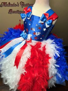 a red, white and blue dress with stars on it