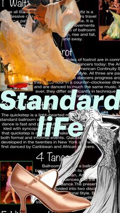 an advertisement for a wedding dress and high heel shoes with the words standard life on it