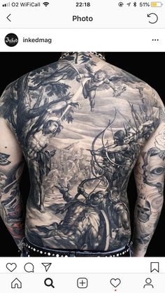 the back of a man with tattoos on his body