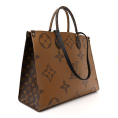 This is an authentic LOUIS VUITTON Reverse Monogram Giant Onthego GM. This limited edition tote features oversized and classic sized versions of the Louis Vuitton monogram printed on coated canvas in brown and beige. The bag features rolled top handles and long shoulder straps that can be tucked away inside the bag, accented with polished gold-toned hardware. The top is open to a spacious red fabric interior with zipper and patch pockets. Lv Purse, Brown And Beige, Monogram Prints, Red Fabric, Authentic Louis Vuitton, Purses And Handbags, Louis Vuitton Monogram, Patch Pocket, Shoulder Straps