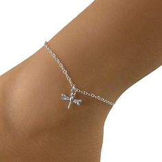 Silver dragonfly anklet made with a lovely and dainty sterling silver dragonfly charm that is suspended on a sterling silver chain with a sterling silver clasp. Choose the size anklet you need from the drop-down menu, bearing in mind that the anklet should be approximately one inch larger than the size of your ankle. The anklet will arrive in an attractive gift box. Dragonfly Anklet, Silver Anklet, Dragonfly Charm, Sterling Silver Anklet, Silver Anklets, One Inch, Anklet Jewelry, Ankle Bracelets, Sterling Silver Chain