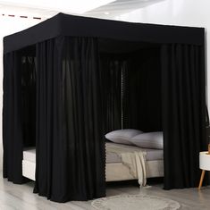 JOYLIFE Twin Canopy Bed Curtain Lightproof Bed Canopies&Drapes Bed Canopy for Girls Home and Bed Decor (Black, Twin) Bed Canopy Curtains, Canopy Bed Curtain, Curtain Canopy, Black Canopy Bed, Adult Bedroom Decor, Bed Canopies, Curtains Design, Simple Bed Designs, Canopy Bed Curtains