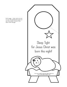 a black and white drawing of a baby sleeping in a crib with the words sleep light for jesus christ was born this night