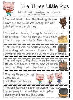 the three little pigs worksheet for kids to learn how to read and write