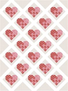 a quilt pattern with hearts on it