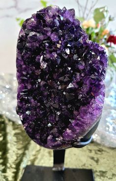 Uruguayan Amethyst Geode on Stand for Intuition & Protection Raw Gemstones Rocks, Chakra Third Eye, The Nervous System, Witchy Things, Amethyst Geode, Spiritual Awareness, Rocks And Gems, Rock Hounding, Purple Crystals