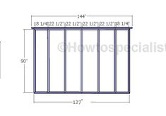 a drawing of the side view of a metal fence with measurements for each section and width